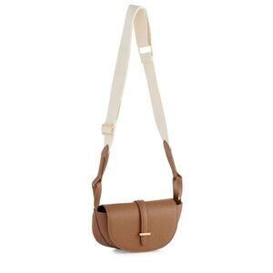 Shiraleah Tan Vegan Leather Crossbody Bag Adjustable Strap Textured Crescent
